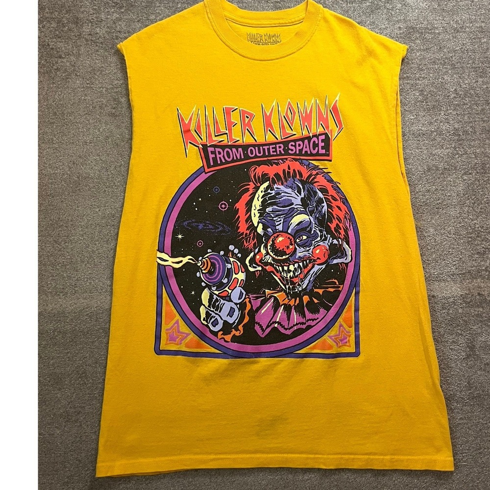 Killer Klowns From Outer Space Yellow Graphic Men Med Upcycled Horror Halloween